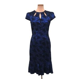 Voodoo Vixen Blue and Black Midi Dress